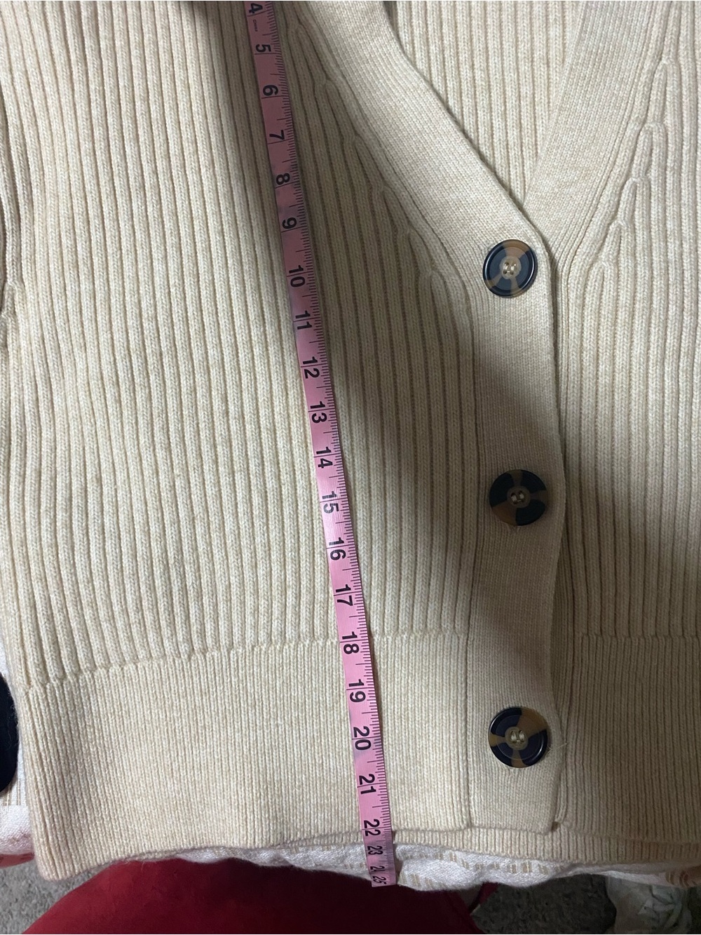H&M Cream Ribbed V-Neck Button Cardigan - Picture 8 of 9